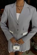 Crop Ceketli Ve Pile Etekli Garnili Takım 10111 resmi